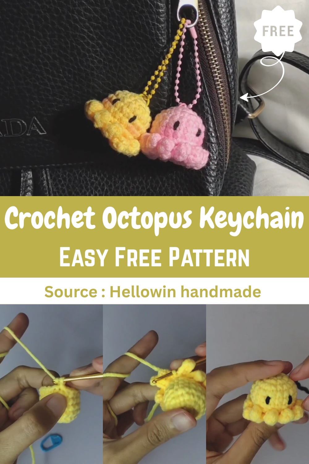 Crochet Octopus Keychain