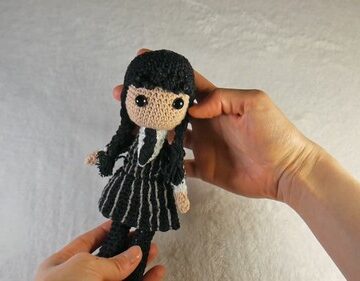 Unique Simple Crochet Addams Doll 3
