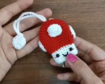 Crochet Mushroom Key Cover 4