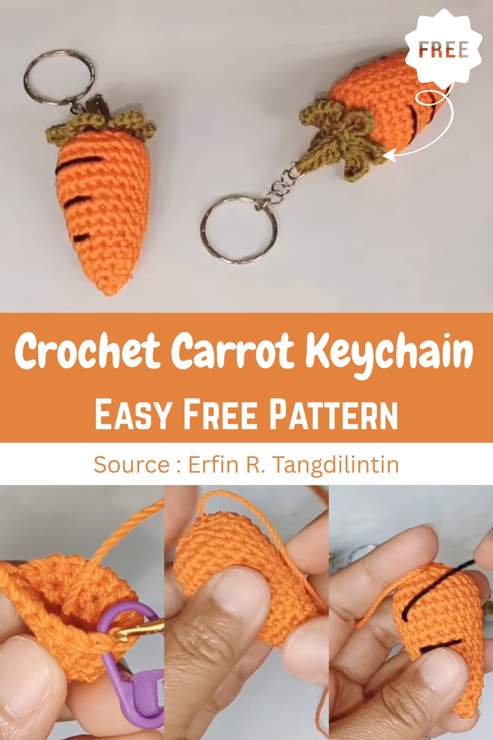 Crochet Carrot Keychain