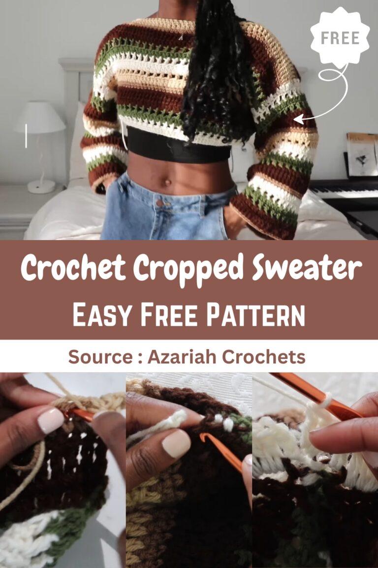 Crochet Contrast Cropped Sweater main image 1