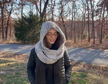 Crochet Chunky Hooded Scarf 4