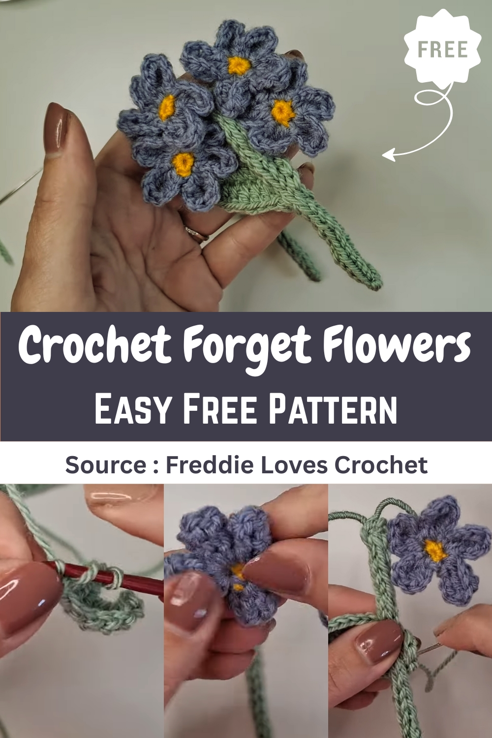 Crochet Forget-Me-Not Flowers