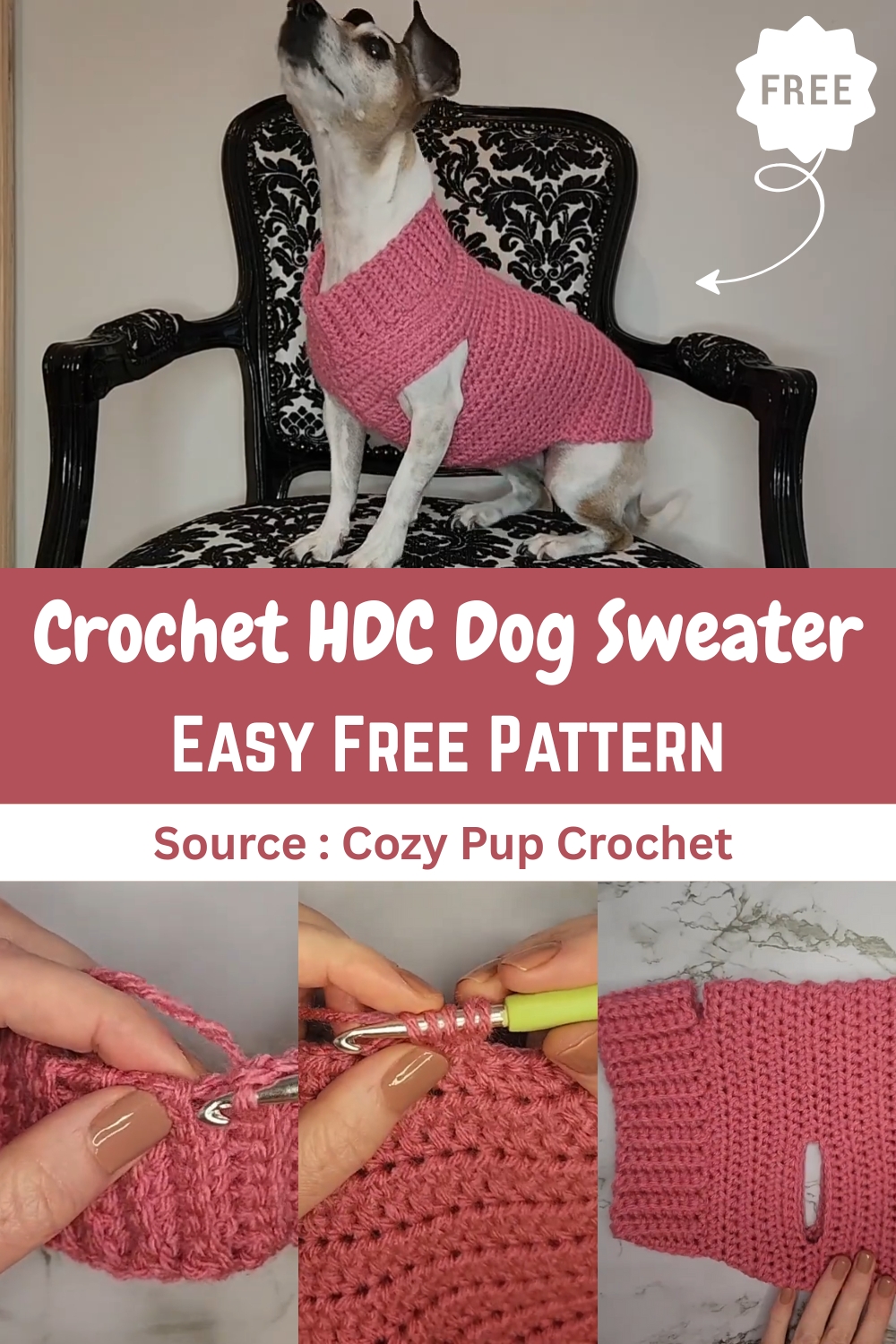 Crochet HDC Dog Sweater