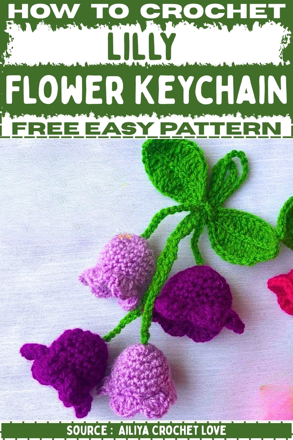 Crochet Lilly Flower Keychain Free EASY Pattern