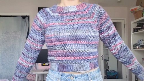 Crochet Raglan Sweater 4