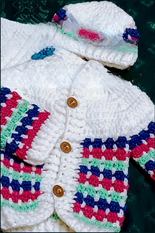 Crochet Baby Cardigan Yoke Top Down 4