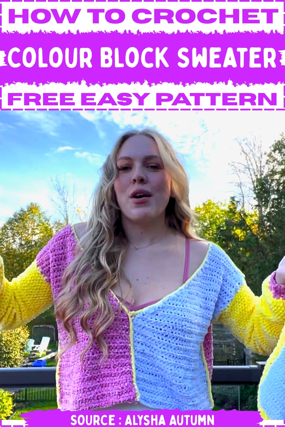 Crochet Colour Block Sweater Free Easy Pattern