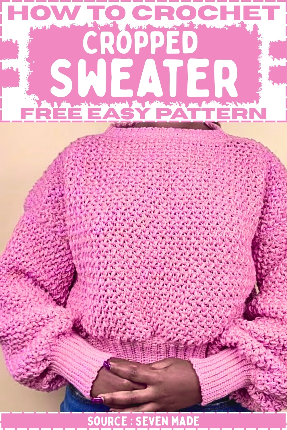 Crochet Cropped Sweater Free Easy Pattern