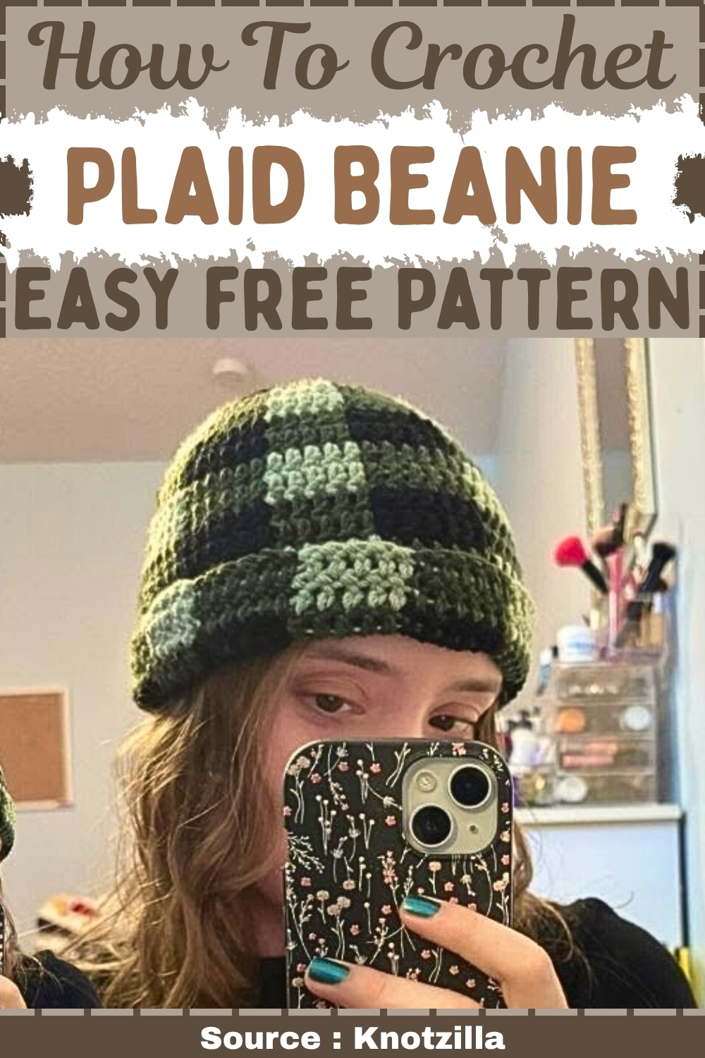 Crochet Plaid Beanie Easy Free Pattern