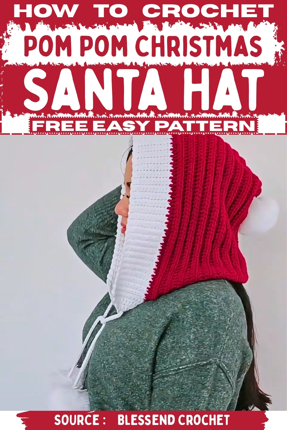 Crochet Pom Pom Christmas Santa Hat Free Easy Pattern