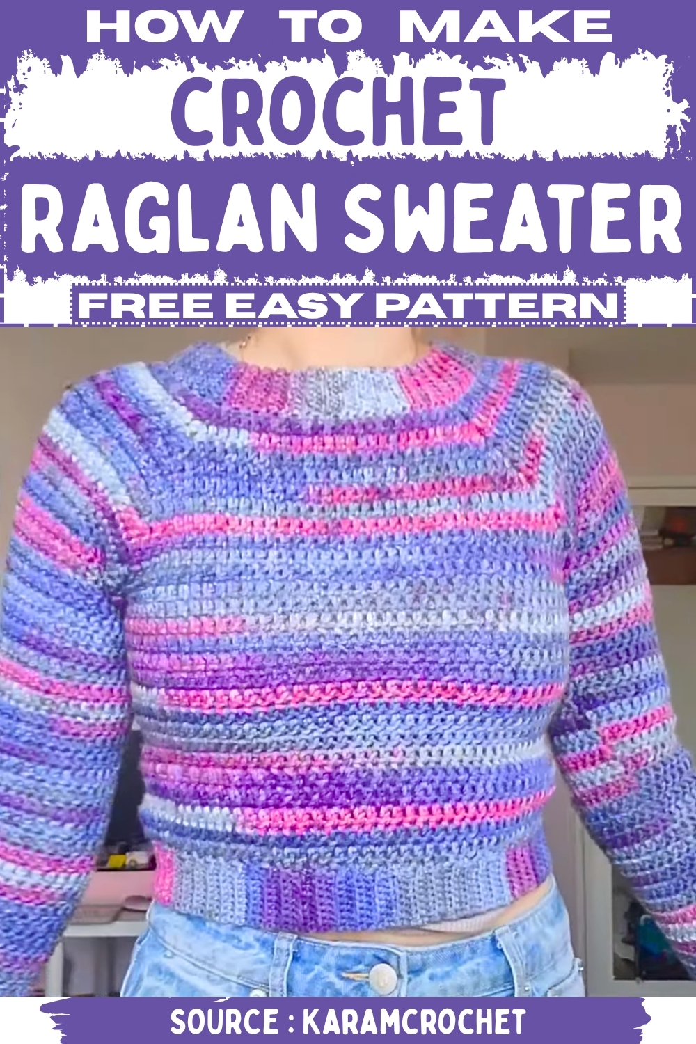 Crochet Raglan Sweater Free Easy Pattern