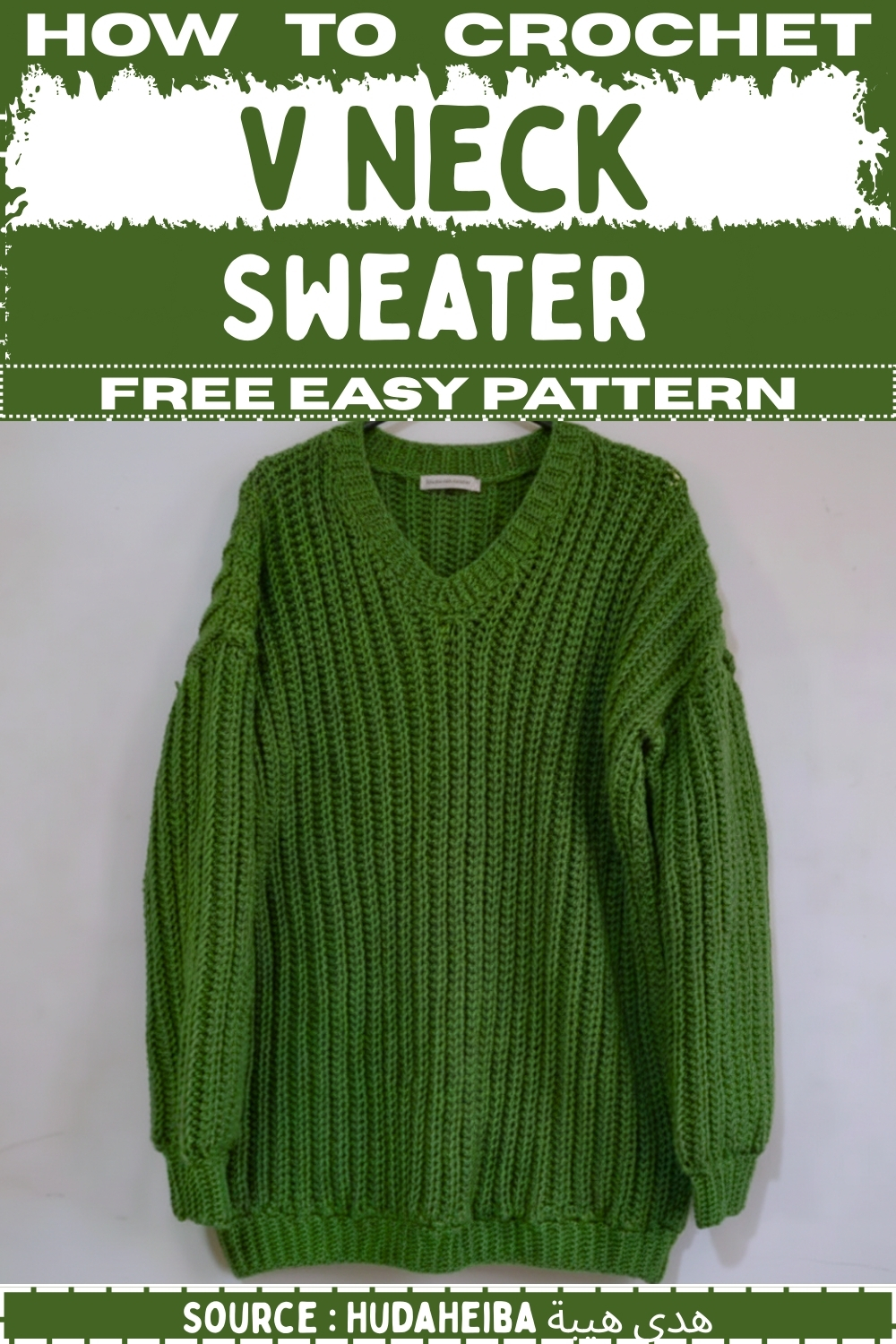 Crochet V Neck Sweater Free EASY Pattern