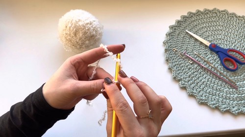 Crochet Bouclé Yarn Sweater 1