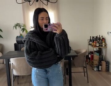 Crochet Chunky Hoodie Faux Knit 5