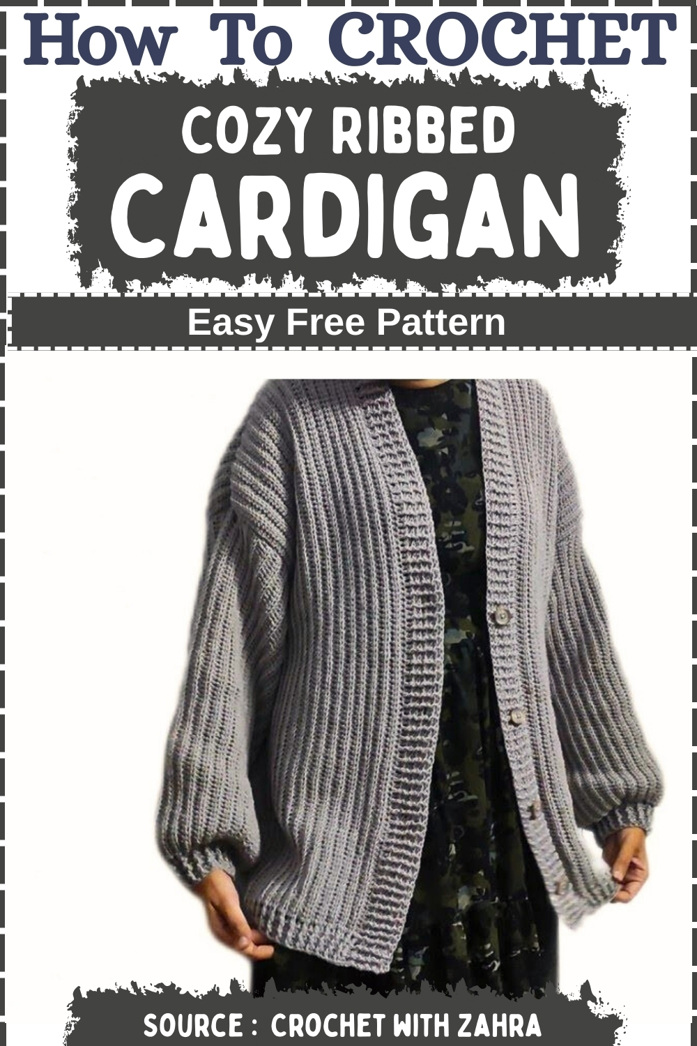 Chrochet Cozy Ribbed Cardigan Easy Free Pattern