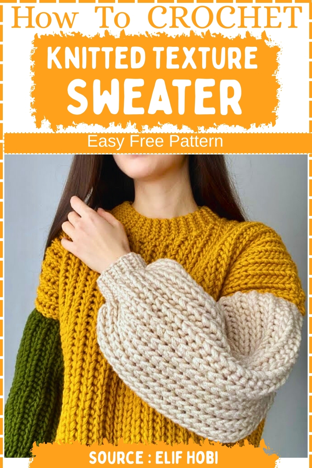 Chrochet Knitted Texture Sweater Easy Free Pattern