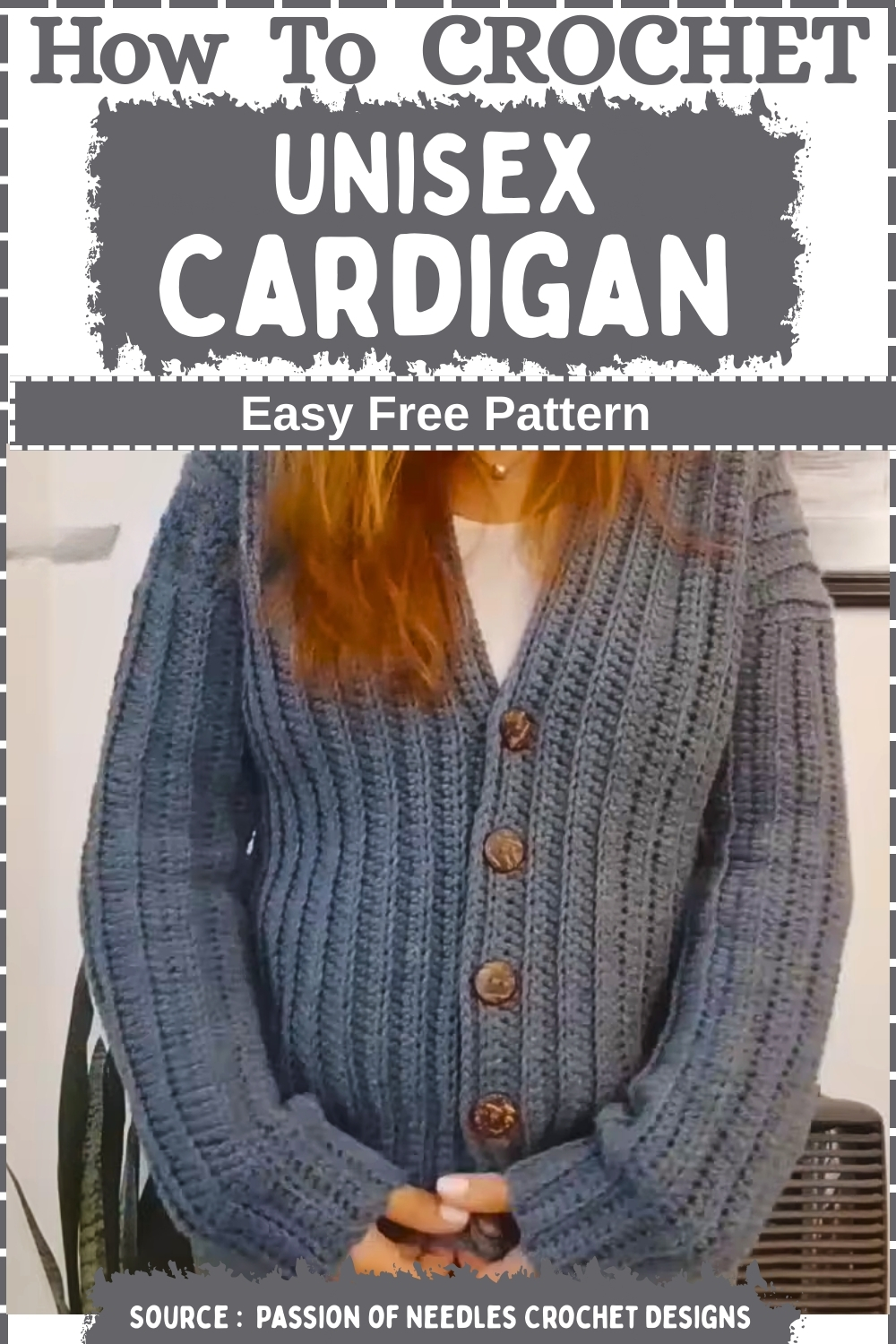 Chrochet Unisex Cardigan Easy Free Pattern