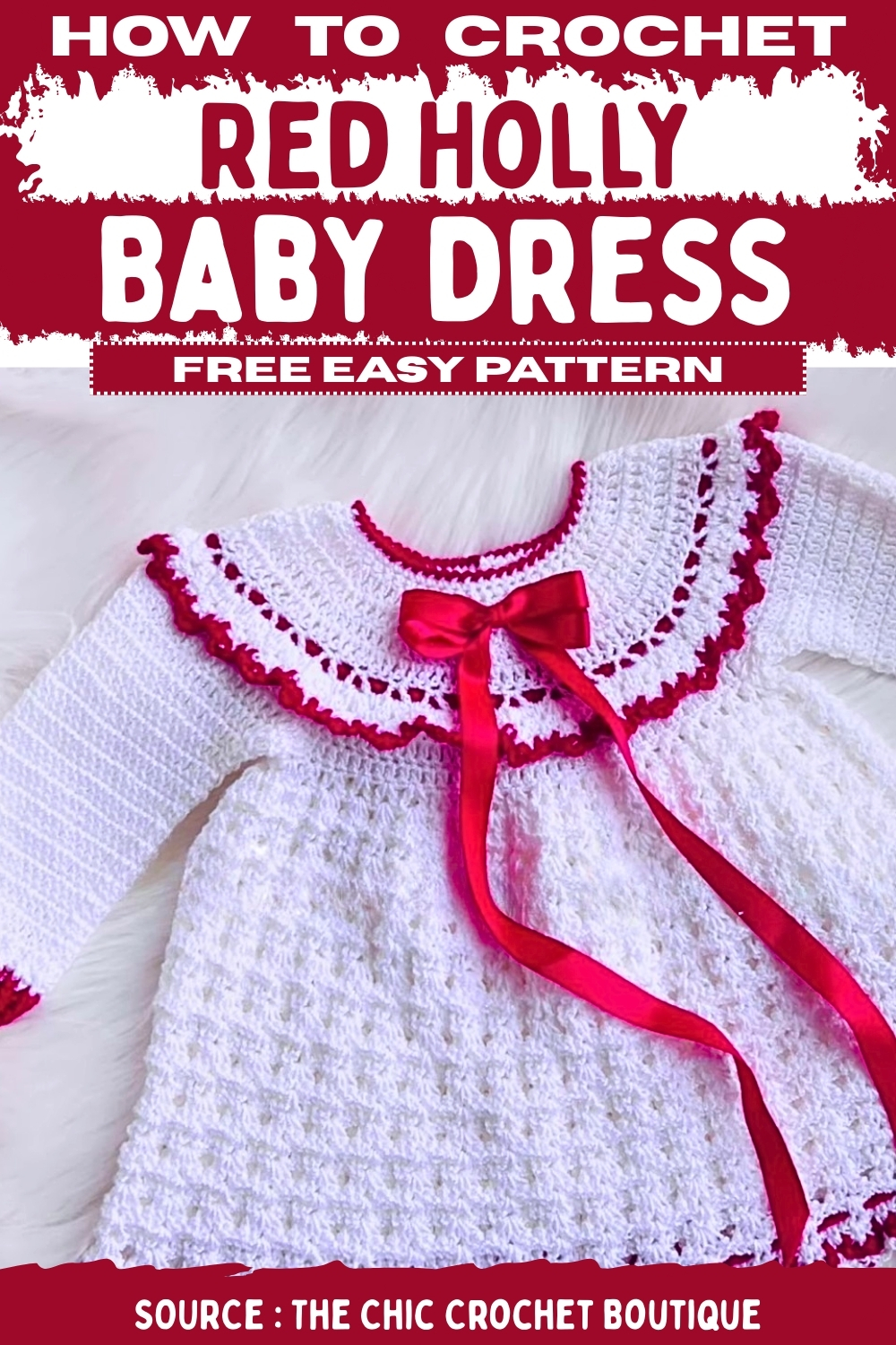 Crochet Red Holly Baby Dress Free Easy Pattern