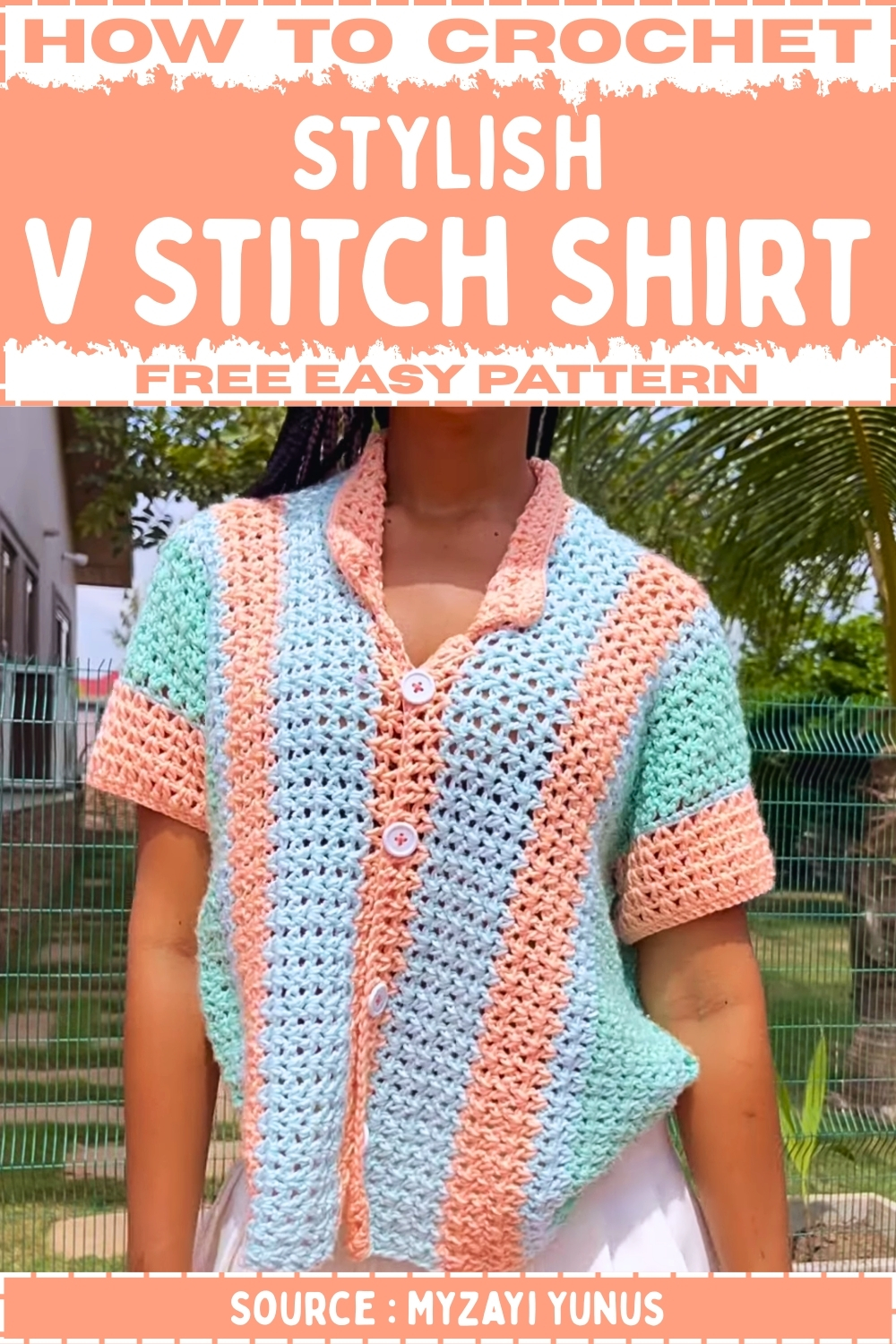 Crochet Stylish V Stitch Shirt Free Easy Pattern