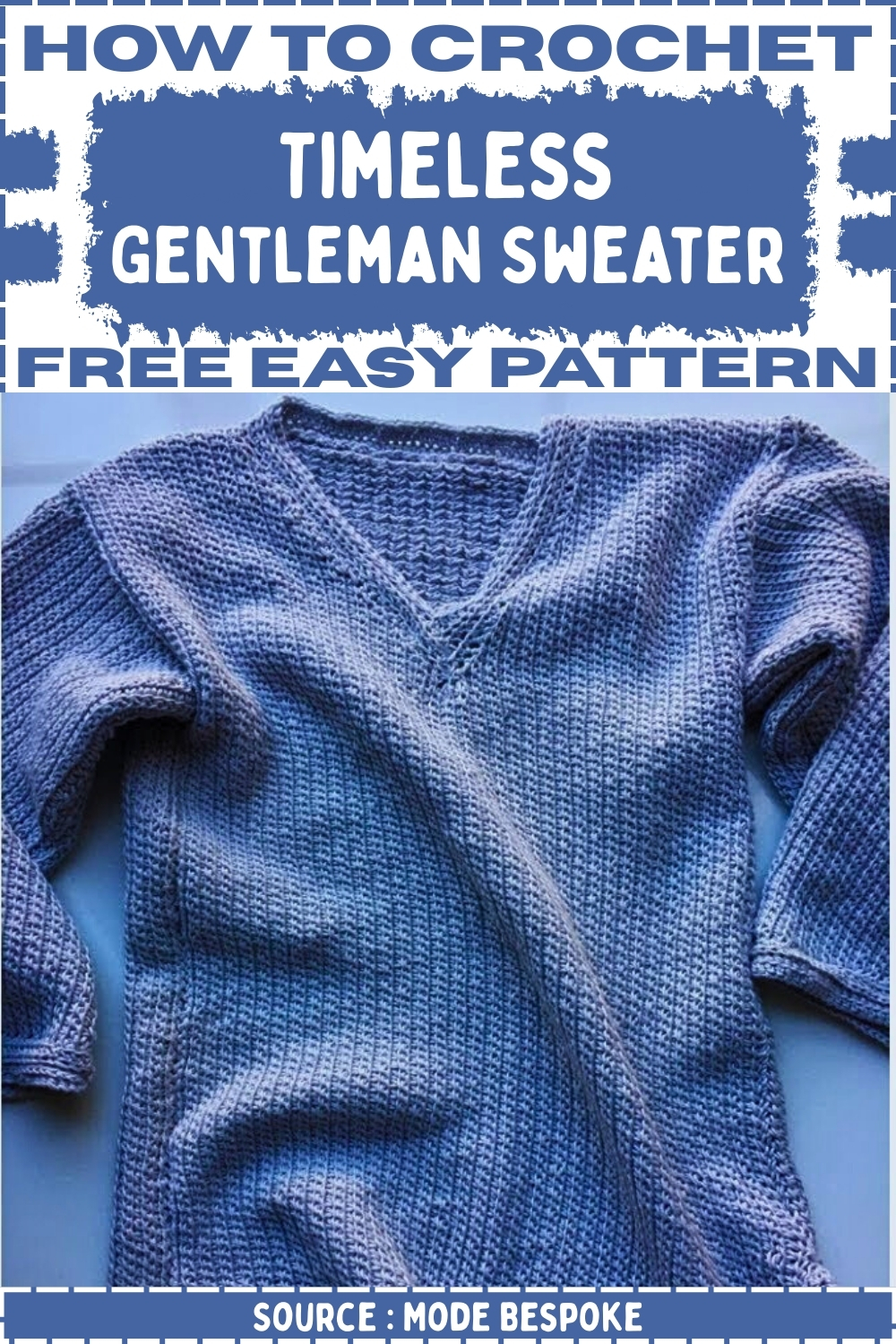 Crochet Timeless Gentleman Sweater Free Easy Pattern