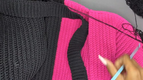 Crochet Two Toned Cardigan Sweater 4