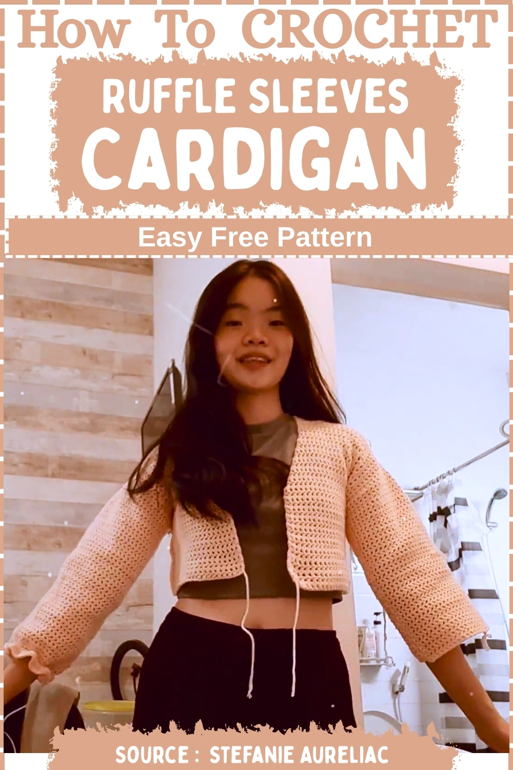 Chrochet Ruffle Sleeves Cardigan Easy Free Pattern