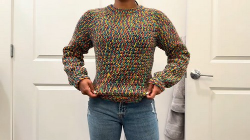 Crochet Colorful Raglan Sweater 5