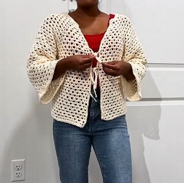 Crochet Lightweight Mesh Cardigan Easy Pattern 5