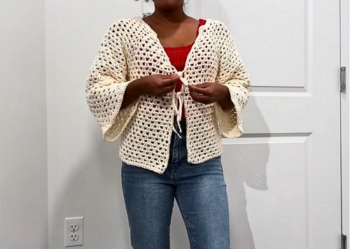 Crochet Lightweight Mesh Cardigan Easy Pattern 5
