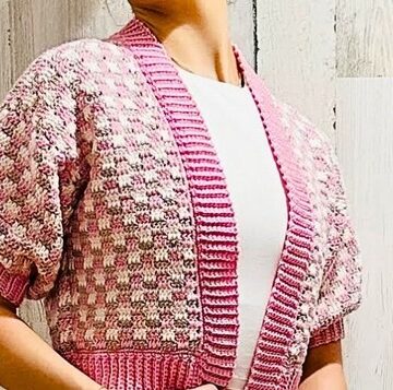 Crochet Trendy Mini Check Plaid Cardigan 5