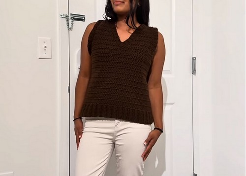 Crochet V Neck Sweater Vest Easy Pattern 5