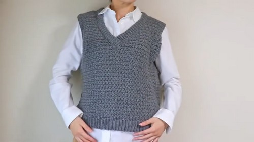 Crochet Modern V Neck Sweater Vest 5