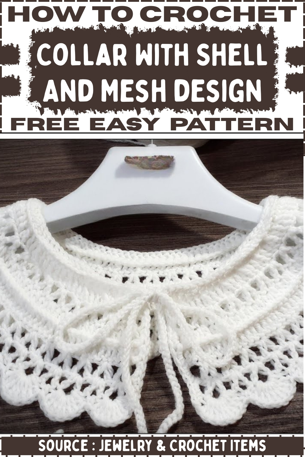 How To crochet Collar With Shell And Mesh design Free Easy Pattern