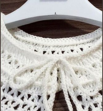 How To crochet Collar With Shell And Mesh design Free Easy Pattern4
