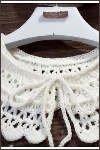 How To crochet Collar With Shell And Mesh design Free Easy Pattern4