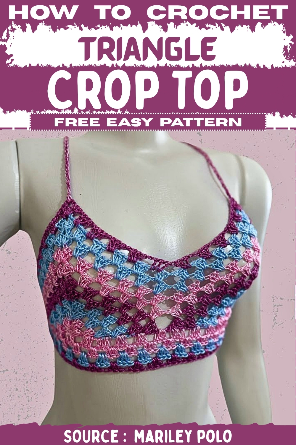 How To make crochet Triangle Crop Top Free EASY Pattern