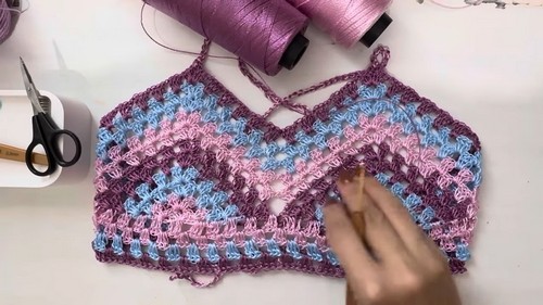 How To make crochet Triangle Crop Top Free EASY Pattern 3