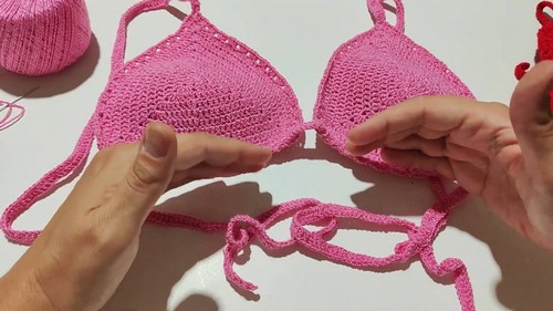 How To CROCHET Elastic Swim Yarn Bikini Top Easy Free Pattern 3