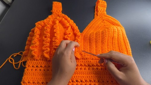 How To make crochet Ruffle Bralette Free EASY Pattern 3