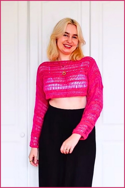 Free Crochet Mesh Long Sleeve Shrug Pattern For Beginners 4