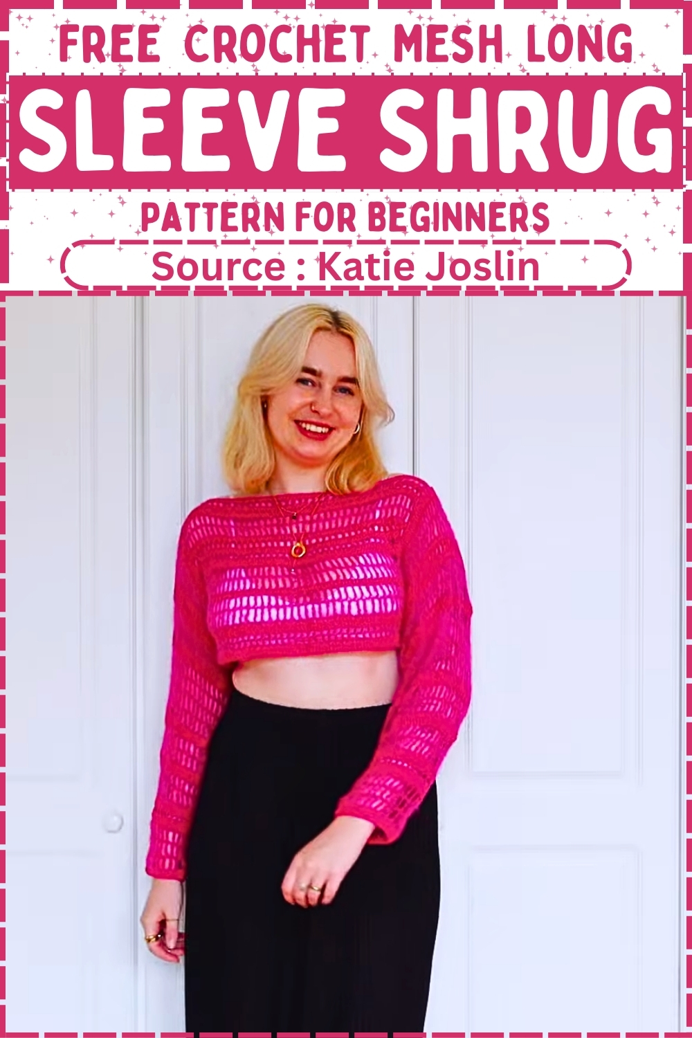 Free Crochet Mesh Long Sleeve Shrug Pattern For Beginners