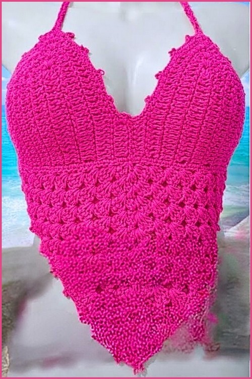 How TO Crochet Heart Halter Top 5