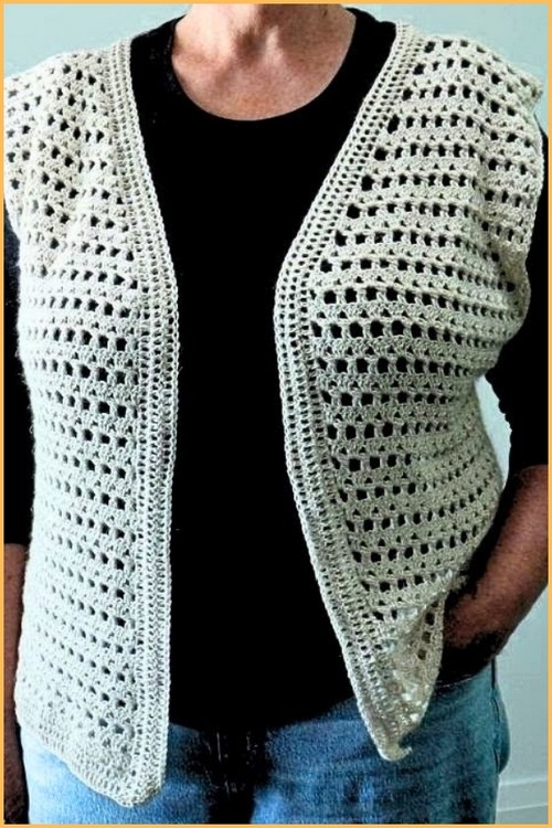 How TO Crochet Lacy Vest 5