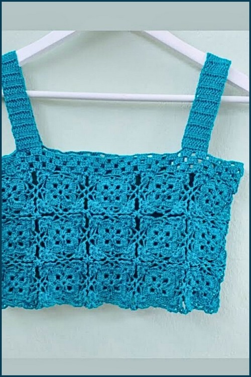How To CROCHET Floral Mesh Crop Top Easy Free Pattern 4