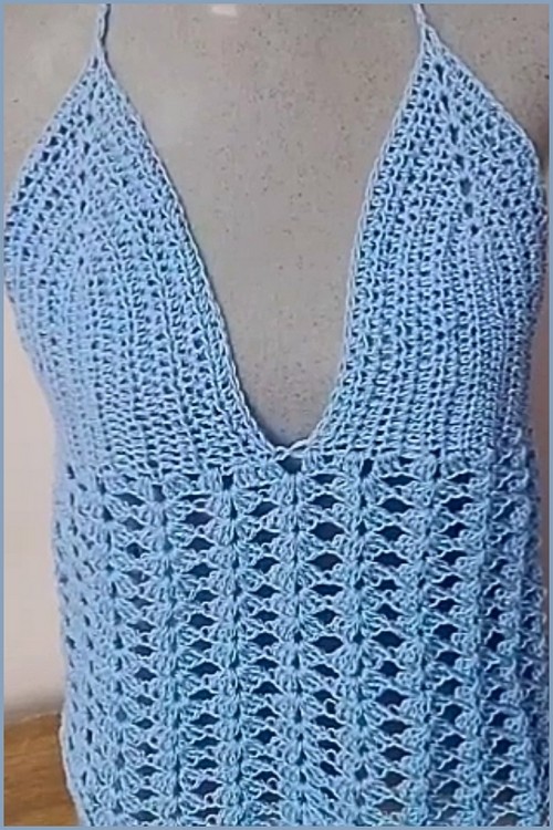 How To CROCHET Kah Halter Top Easy Free Pattern 4