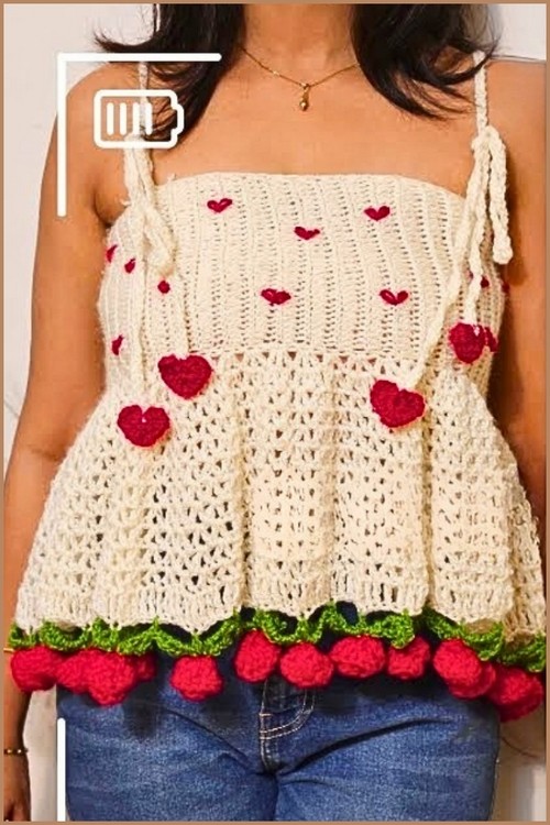 How To CROCHET Rose Babydoll Top Easy Free Pattern 4
