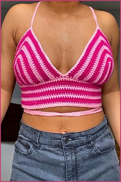 How To Crochet Corset Back Bralette Free Easy Pattern 4