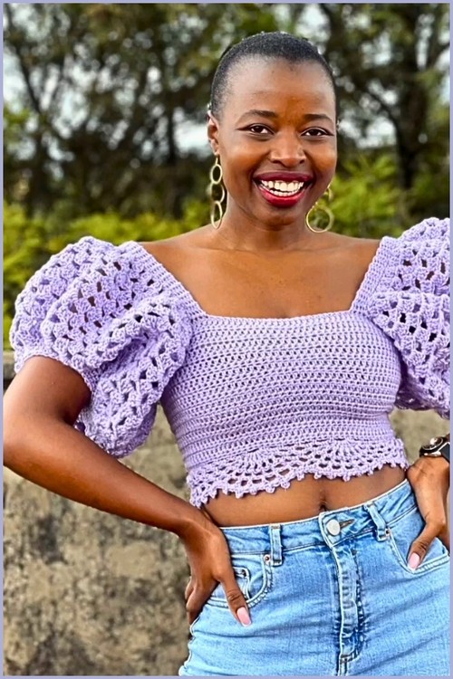How To Crochet Puff Sleeves Bloom Top Free Easy Pattern 4