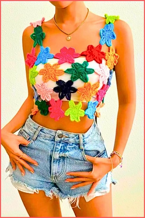 How To crochet Dramatic Long Fringe Mesh Top Free EASY Pattern 4